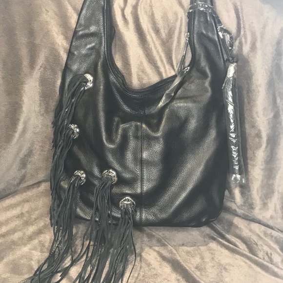 Carlos Falchi Handbags - Black Chi by Falchi Hobo Purse with tassels